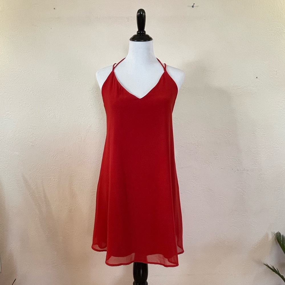 Red Lulus stewpot back slip dress